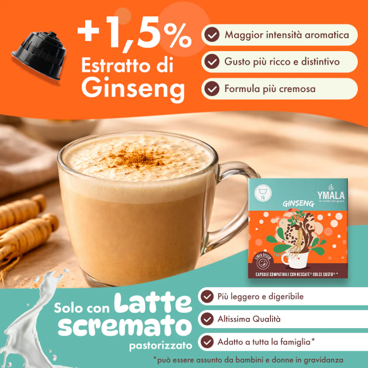 16 capsule Dolce Gusto* Ginseng Ymala | Il Negozio del Caffè