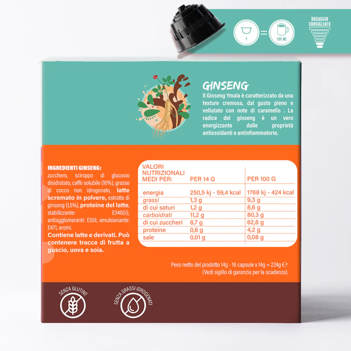 16 capsule Dolce Gusto* Ginseng Ymala | Il Negozio del Caffè
